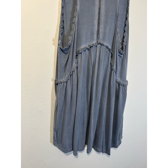 POL Womens Denim Blue Dress Racerback Crochet Detail Zipper Sleeveless M - Picture 9 of 11